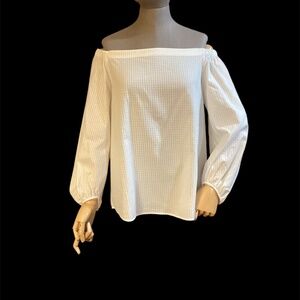 NWOT Massimo Dutti 100% white cotton blouse, size 10, off shoulder